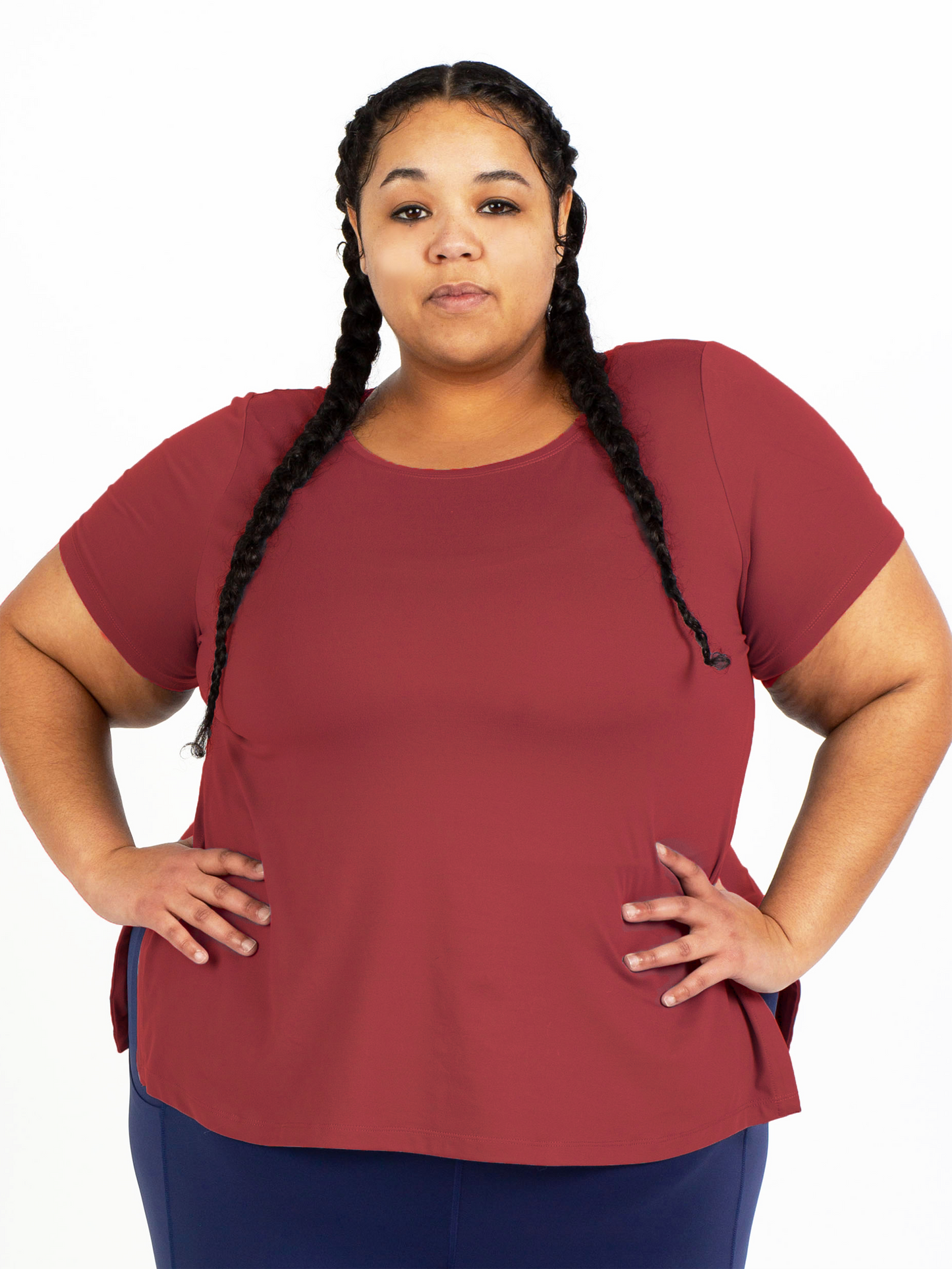 PAROS SIDE SLIT TEE-Red Pear