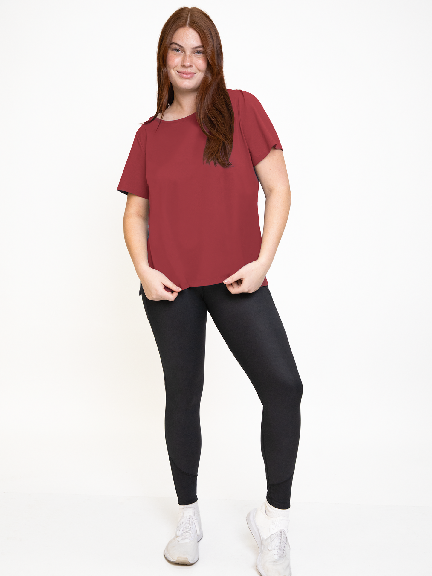 PAROS SIDE SLIT TEE-Red Pear