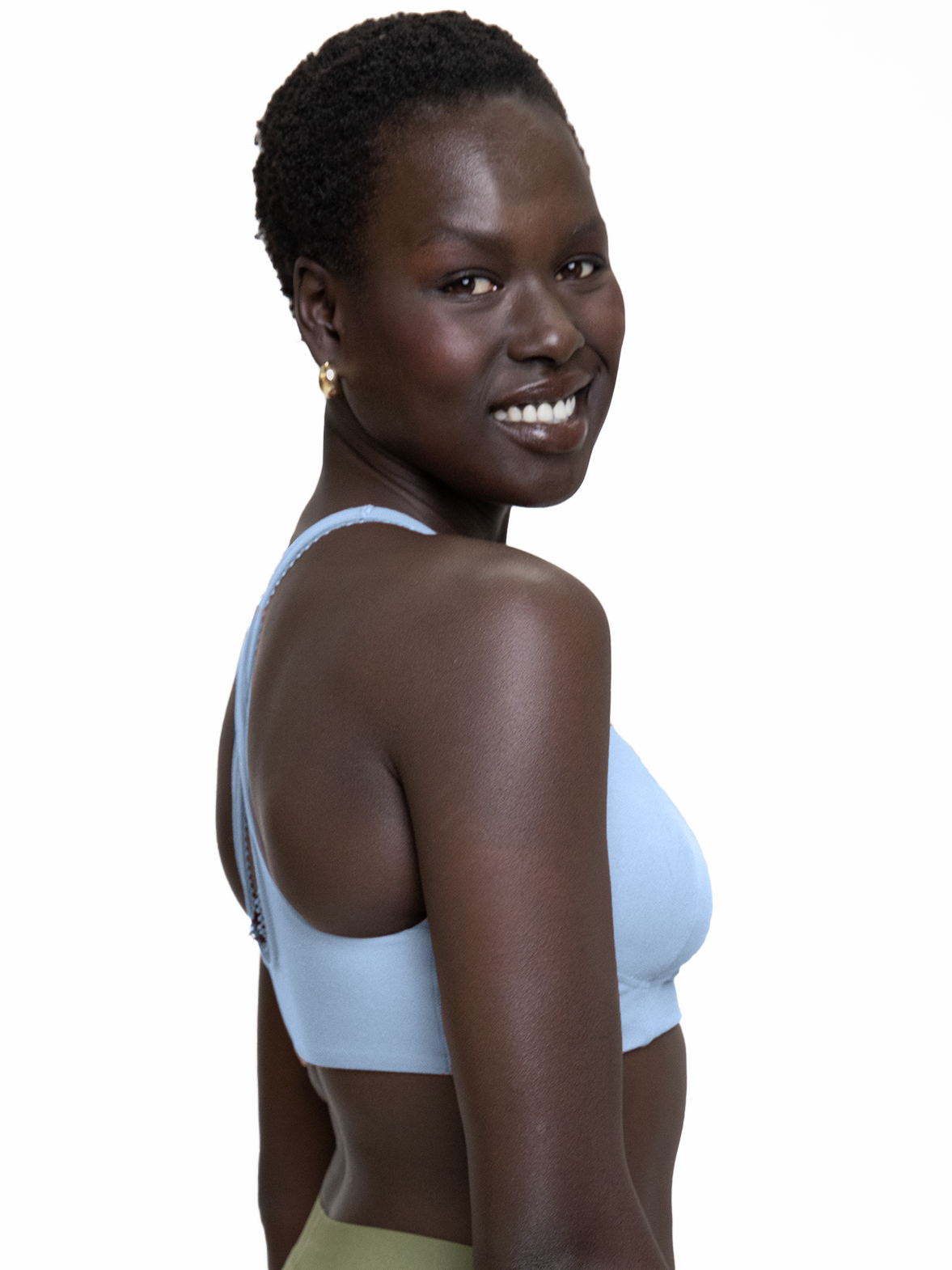Denim sports bra sales