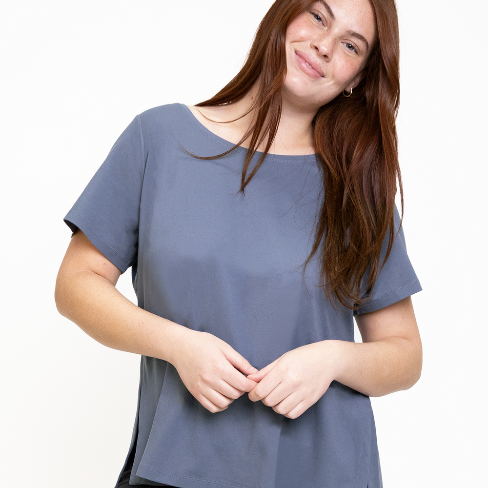 PAROS SIDE SLIT TEE-Bountiful Grey