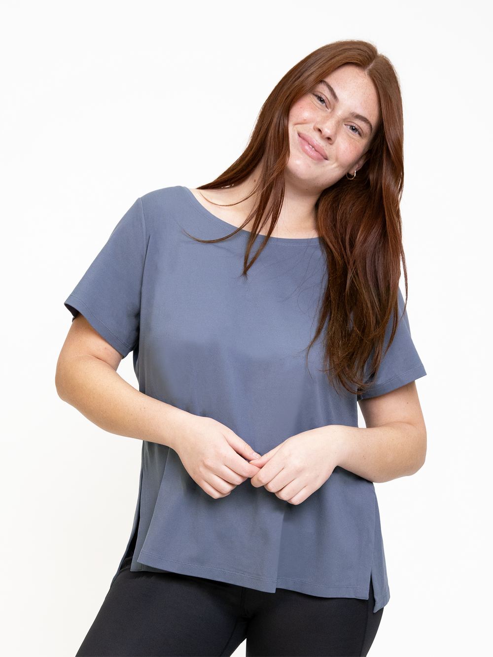 PAROS SIDE SLIT TEE-Bountiful Grey